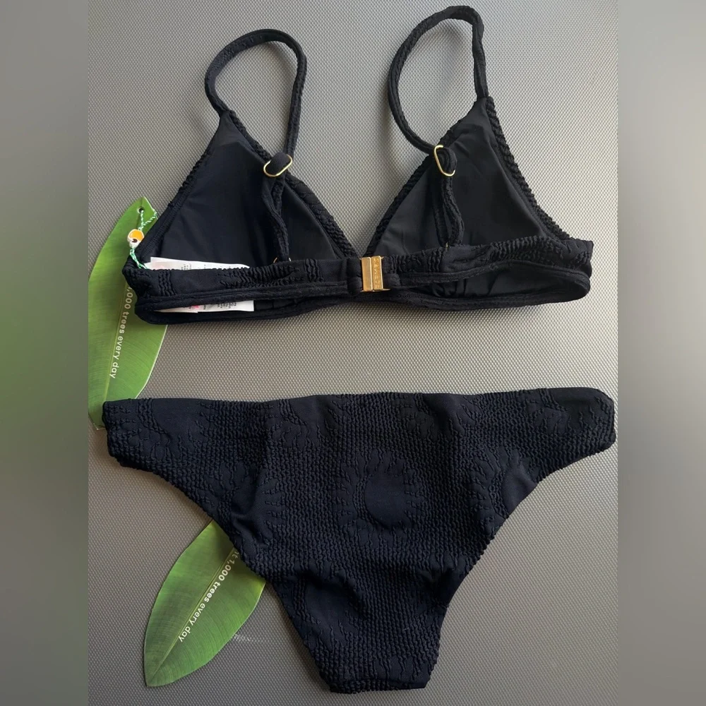 FARM RIO BLACK SUNNY BIKINI TOP AND BOTTOM SET